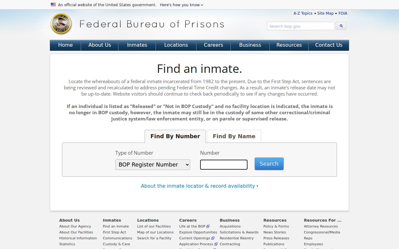 Federal custody locator distinct from Grays Harbor County arrest records
