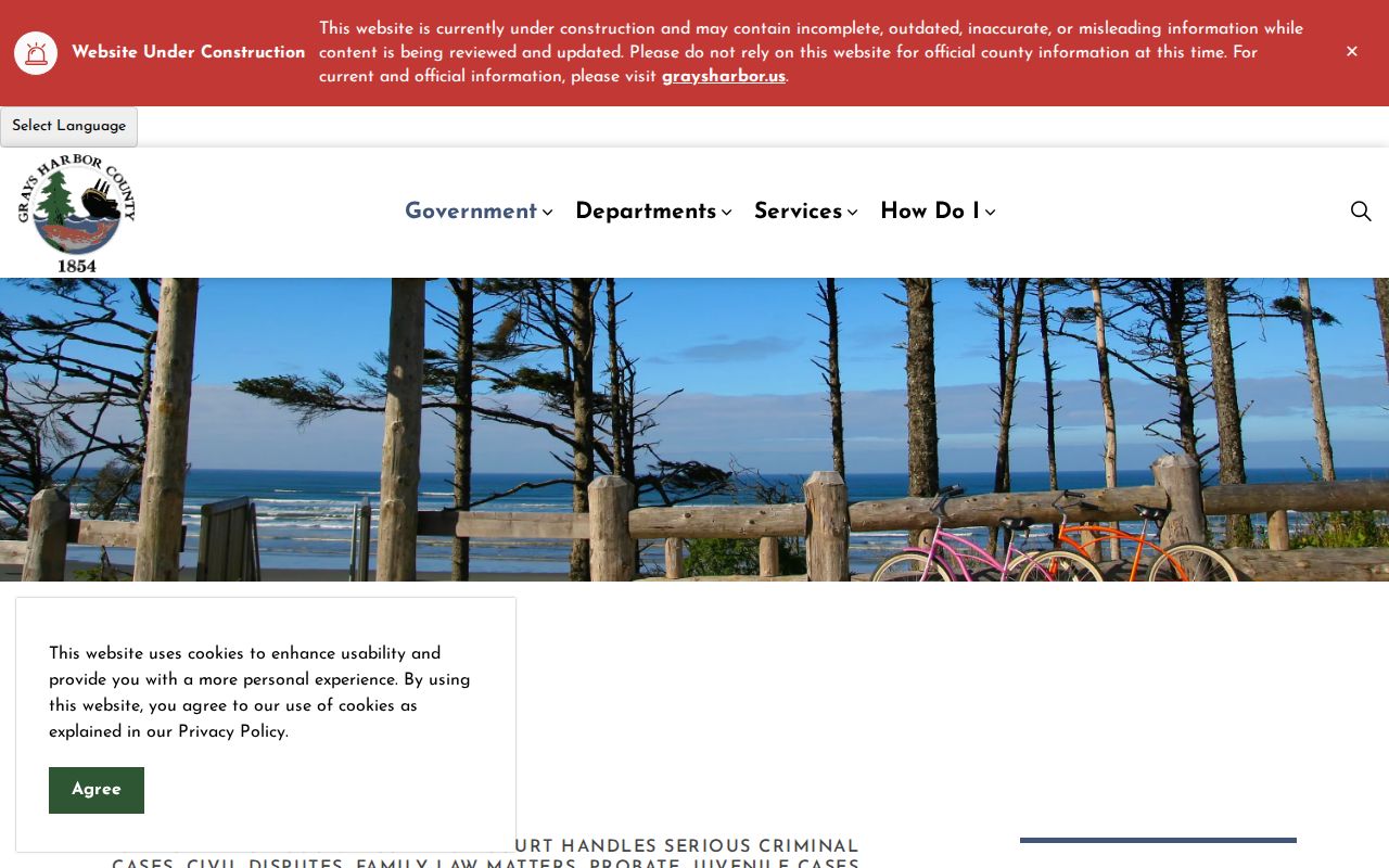 Grays Harbor County Superior Court criminal case records page