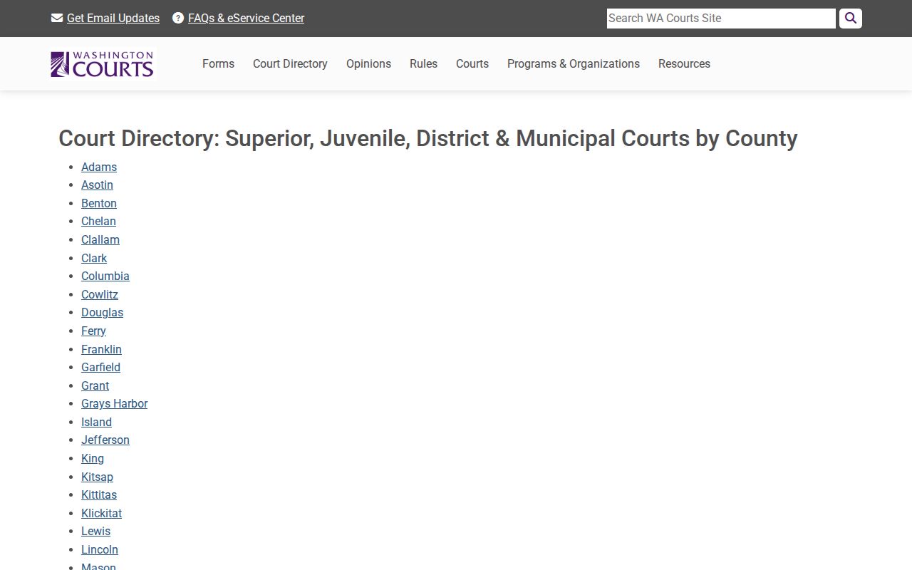 Grays Harbor County criminal court directory
