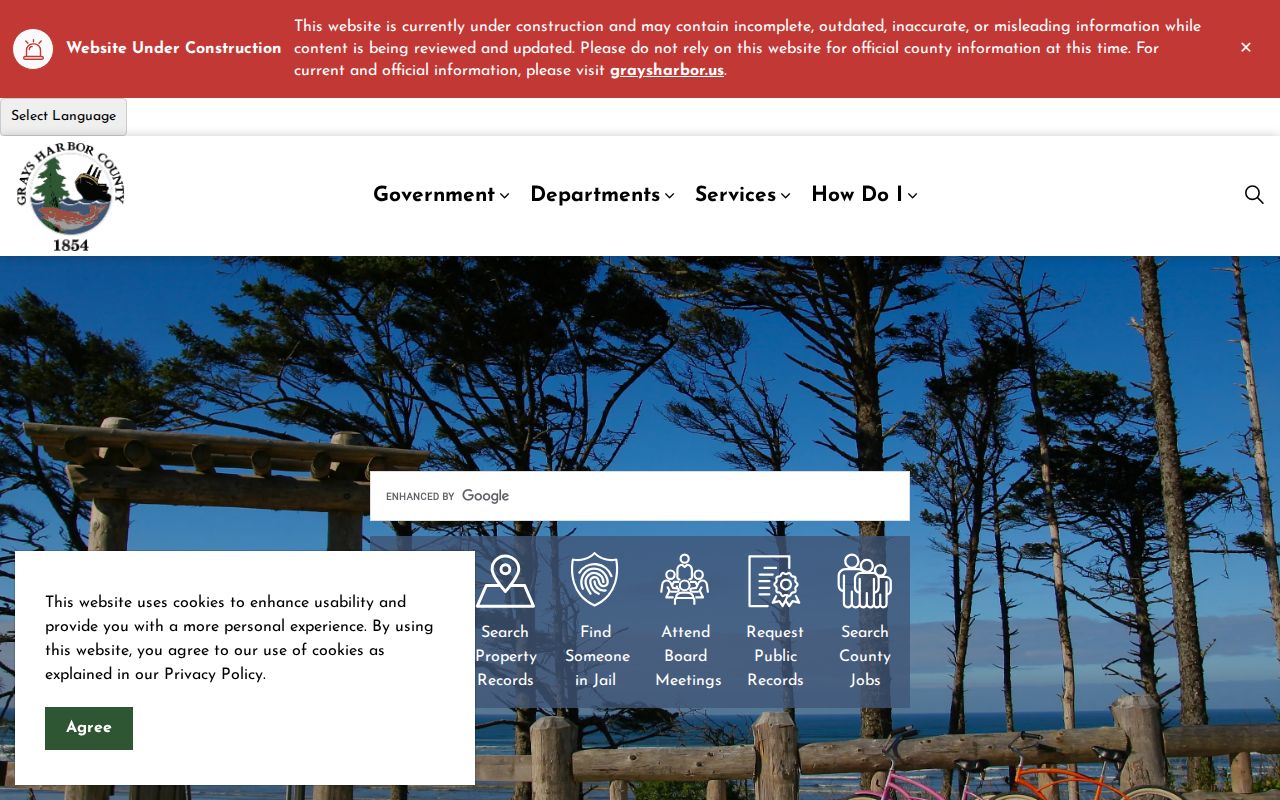 Grays Harbor County government offices for criminal records