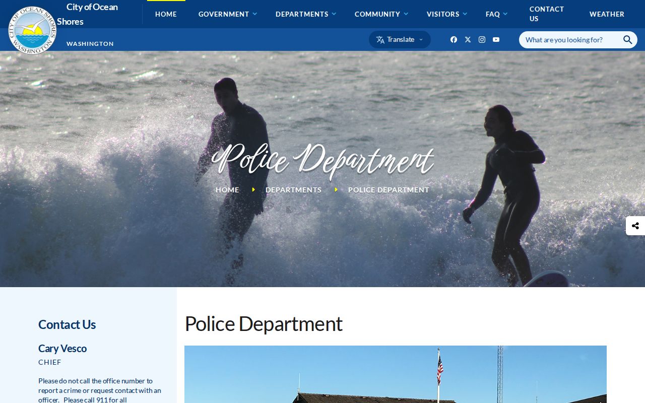 Ocean Shores Police Department criminal records page